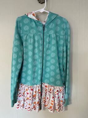 Girl's Matilda Jane 435 Cotton Blend Mixed Floral Ruffles Full Zip Hoodie 10
